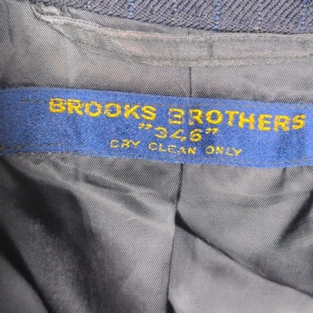 VTG‎ Brooks Brothers 346 Pinstripe Suit Jacket Blazer 41 Long Y2K Navy Blue Wool
